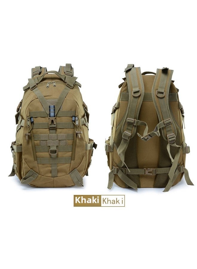 حقيبة ظهر للرجال بنمط التمويه للتنزه outdoor، حقيبة سفر للتخييم، حقيبة رياضية ذات حمالتين، تصميم عسكري متين وقوي - اللون: كاكي - السعة: 20-35 لتر - Image 1